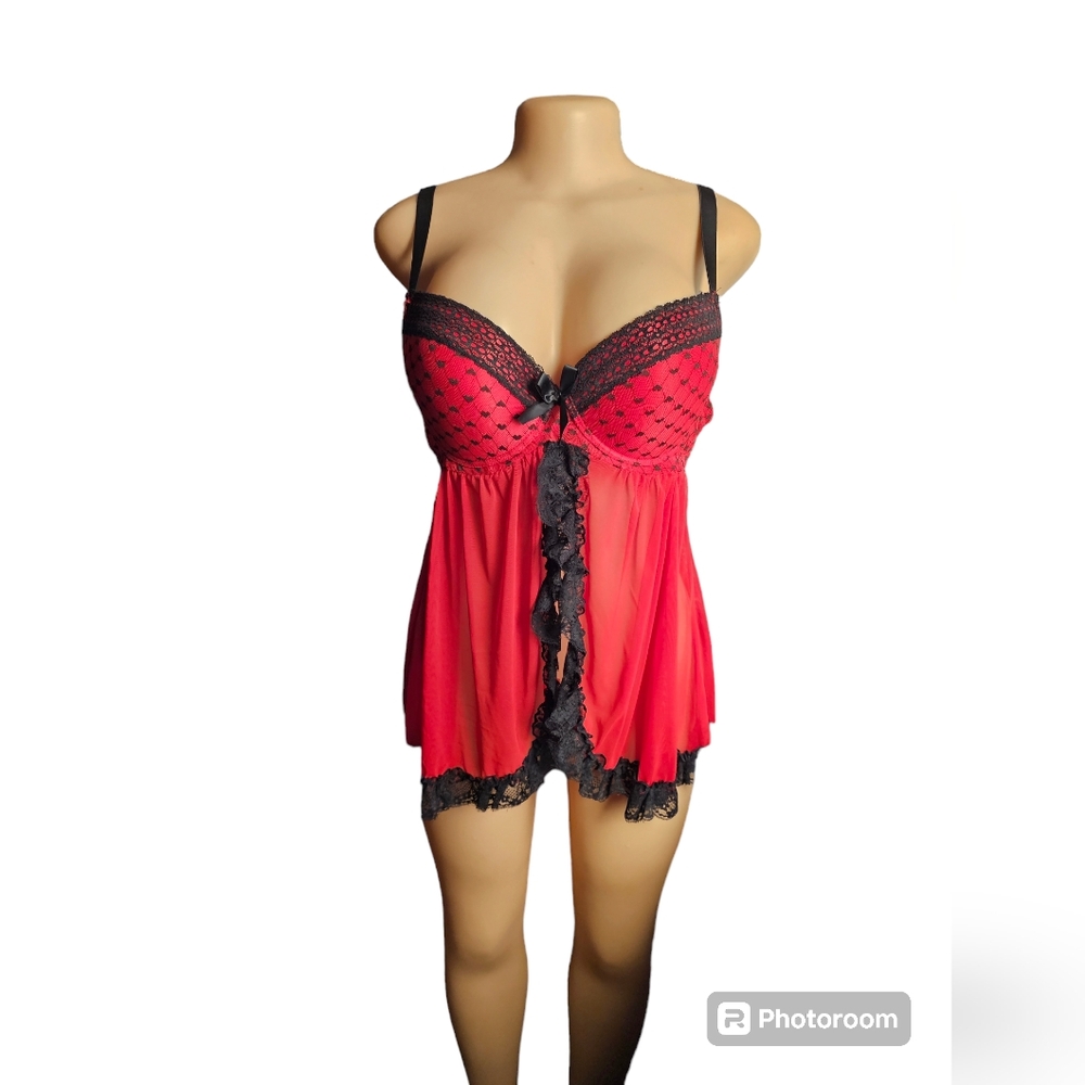 True Desire sheer babydoll nighty euc